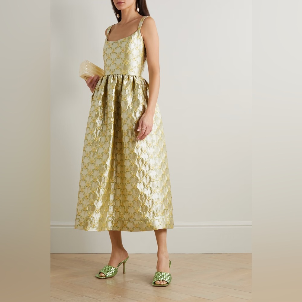 Markarian Apple metallic floral-brocade midi dress- SIZE 2
